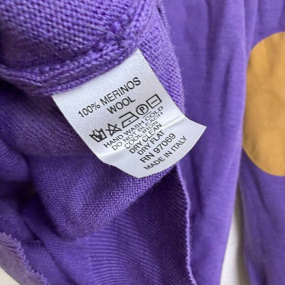 Scott Barber Merino Wool Sweater Mens Large Purple Henley Knit Elbow Patch NWT - Picture 10 of 12